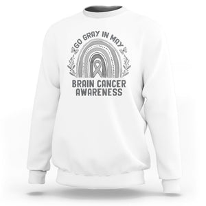 Brain Cancer Sweatshirt Brain Cancer Awareness Shirt Go Gray In May Ribbon Rainbow TS02 White Printyourwear