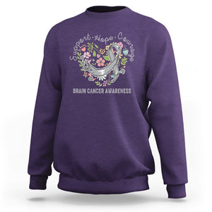 Brain Cancer Sweatshirt Brain Cancer Awareness Support Hope Courage Grey Ribbon TS02 Purple Printyourwear