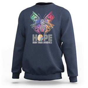 Brain Cancer Sweatshirt Hope Brain Tumor Awareness Support Brain Cancer Survivor TS02 Navy Printyourwear