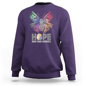 Brain Cancer Sweatshirt Hope Brain Tumor Awareness Support Brain Cancer Survivor TS02 Purple Printyourwear