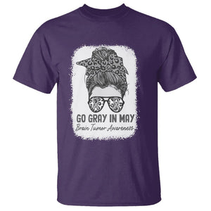 Brain Cancer T Shirt Brain Cancer Awareness Shirt Go Gray In May Messy Bun Womens TS02 Purple Printyourwear