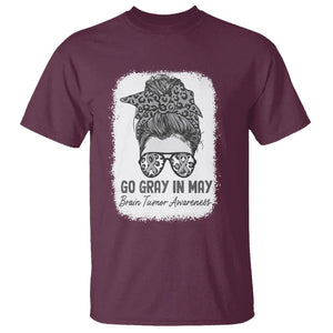 Brain Cancer T Shirt Brain Cancer Awareness Shirt Go Gray In May Messy Bun Womens TS02 Maroon Printyourwear