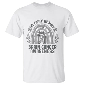 Brain Cancer T Shirt Brain Cancer Awareness Shirt Go Gray In May Ribbon Rainbow TS02 White Printyourwear