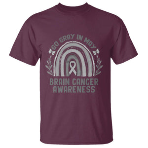 Brain Cancer T Shirt Brain Cancer Awareness Shirt Go Gray In May Ribbon Rainbow TS02 Maroon Printyourwear