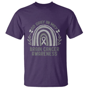 Brain Cancer T Shirt Brain Cancer Awareness Shirt Go Gray In May Ribbon Rainbow TS02 Purple Printyourwear