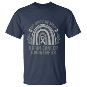 Brain Cancer T Shirt Brain Cancer Awareness Shirt Go Gray In May Ribbon Rainbow TS02 Navy Printyourwear