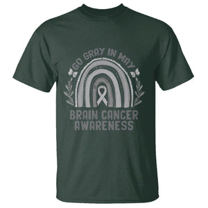 Brain Cancer T Shirt Brain Cancer Awareness Shirt Go Gray In May Ribbon Rainbow TS02 Dark Forest Green Printyourwear