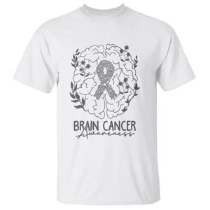 Brain Cancer T Shirt Brain Cancer Awareness Support Gray Ribbon Brain Men Womens TS02 White Printyourwear