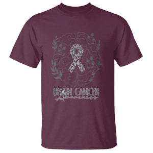 Brain Cancer T Shirt Brain Cancer Awareness Support Gray Ribbon Brain Men Womens TS02 Maroon Printyourwear