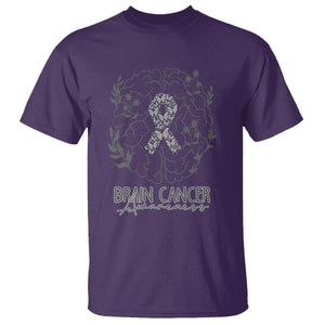 Brain Cancer T Shirt Brain Cancer Awareness Support Gray Ribbon Brain Men Womens TS02 Purple Printyourwear