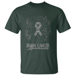 Brain Cancer T Shirt Brain Cancer Awareness Support Gray Ribbon Brain Men Womens TS02 Dark Forest Green Printyourwear