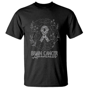 Brain Cancer T Shirt Brain Cancer Awareness Support Gray Ribbon Brain Men Womens TS02 Black Printyourwear