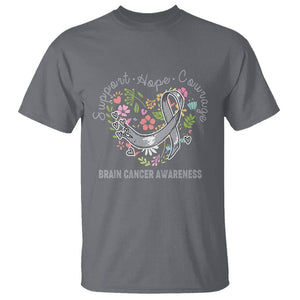 Brain Cancer T Shirt Brain Cancer Awareness Support Hope Courage Grey Ribbon TS02 Charcoal Printyourwear