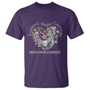 Brain Cancer T Shirt Brain Cancer Awareness Support Hope Courage Grey Ribbon TS02 Purple Printyourwear