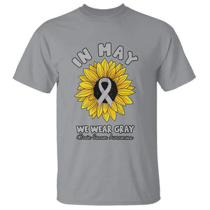 Brain Cancer T Shirt In May We Wear Gray Brain Cancer Awareness Month Sunflower TS02 Sport Gray Printyourwear