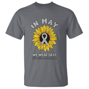 Brain Cancer T Shirt In May We Wear Gray Brain Cancer Awareness Month Sunflower TS02 Charcoal Printyourwear