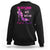 Breast Cancer And Domestic Violence Sweatshirt In October We Wear Pink and Purple Floral High Heel Support Women TS02 Black Printyourwear