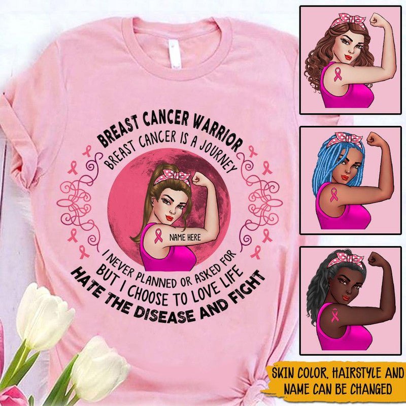 Breast Cancer Awareness Custom Shirts Awareness Month I Choose To Love Life Hate The Disease and Fight CTM Sweater Adult Custom - Printyourwear