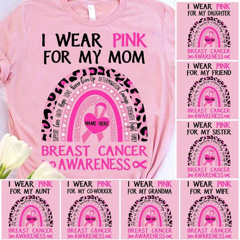 Breast Cancer Awareness Custom Shirts Awareness Month I Wear Pink For My Family CTM Sweater Adult Custom - Printyourwear