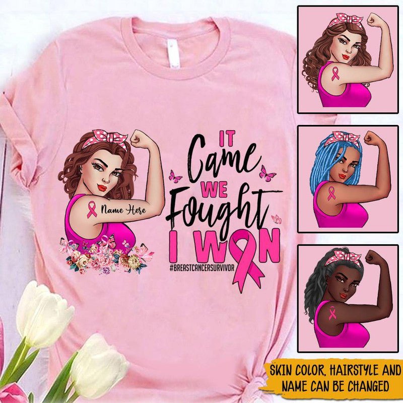 Breast Cancer Awareness Custom Shirts Awareness Month It Came We Fought I Won CTM Sweater Adult Custom - Printyourwear