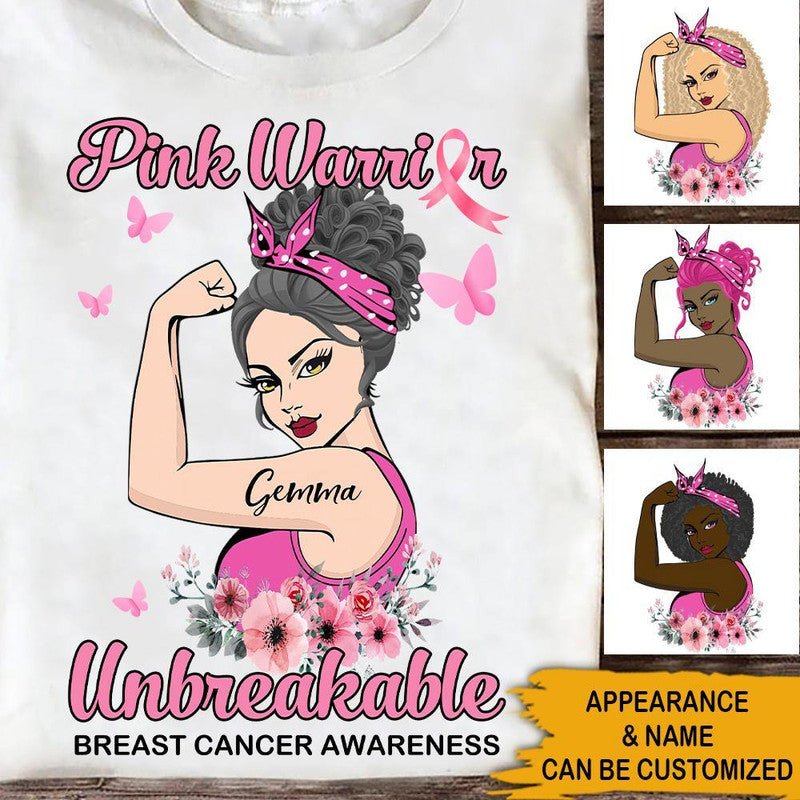 Breast Cancer Awareness Custom Shirts Awareness Month Pink Warrior Unbreakable CTM Sweater Adult Custom - Printyourwear