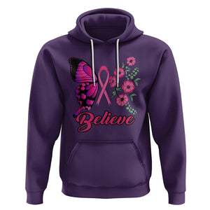 Breast Cancer Awareness Hoodie Believe Butterfly Flower Pink Ribbon Support Squad TS02 Purple Printyourwear