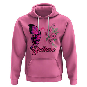 Breast Cancer Awareness Hoodie Believe Butterfly Flower Pink Ribbon Support Squad TS02 Azalea Printyourwear