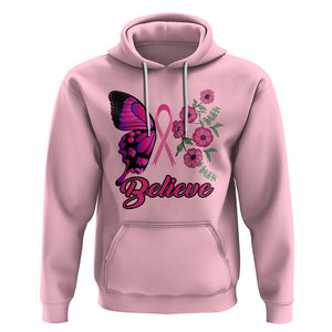 Breast Cancer Awareness Hoodie Believe Butterfly Flower Pink Ribbon Support Squad TS02 Light Pink Printyourwear