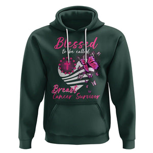 Breast Cancer Awareness Hoodie Blessed To Be Called Breast Cancer Survivor Pink Butterfly TS02 Dark Forest Green Printyourwear