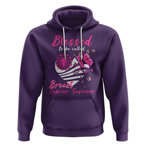 Breast Cancer Awareness Hoodie Blessed To Be Called Breast Cancer Survivor Pink Butterfly TS02 Purple Printyourwear