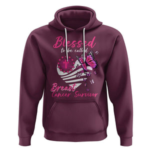 Breast Cancer Awareness Hoodie Blessed To Be Called Breast Cancer Survivor Pink Butterfly TS02 Maroon Printyourwear