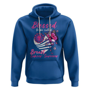 Breast Cancer Awareness Hoodie Blessed To Be Called Breast Cancer Survivor Pink Butterfly TS02 Royal Blue Printyourwear