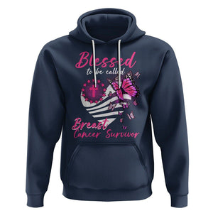 Breast Cancer Awareness Hoodie Blessed To Be Called Breast Cancer Survivor Pink Butterfly TS02 Navy Printyourwear