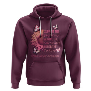 Breast Cancer Awareness Hoodie Support Admire Honor Breast Cancer Warrior Survivor Pink Sunflower TS02 Maroon Printyourwear