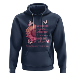 Breast Cancer Awareness Hoodie Support Admire Honor Breast Cancer Warrior Survivor Pink Sunflower TS02 Navy Printyourwear