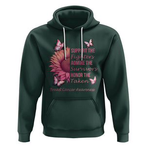 Breast Cancer Awareness Hoodie Support Admire Honor Breast Cancer Warrior Survivor Pink Sunflower TS02 Dark Forest Green Printyourwear