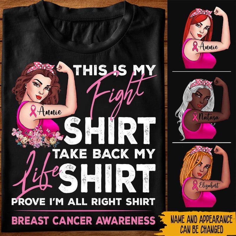 Personalized Breast Cancer Awareness Month T Shirts This Is My Fight Shirt Take Back My Life Black CTM Sweater Adult Custom - Printyourwear