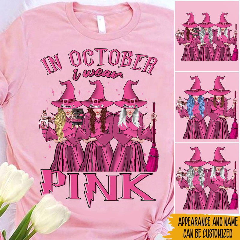 Personalized Breast Cancer Awareness Month T Shirts We Wear Pink Witch CTM Sweater Adult Custom - Printyourwear