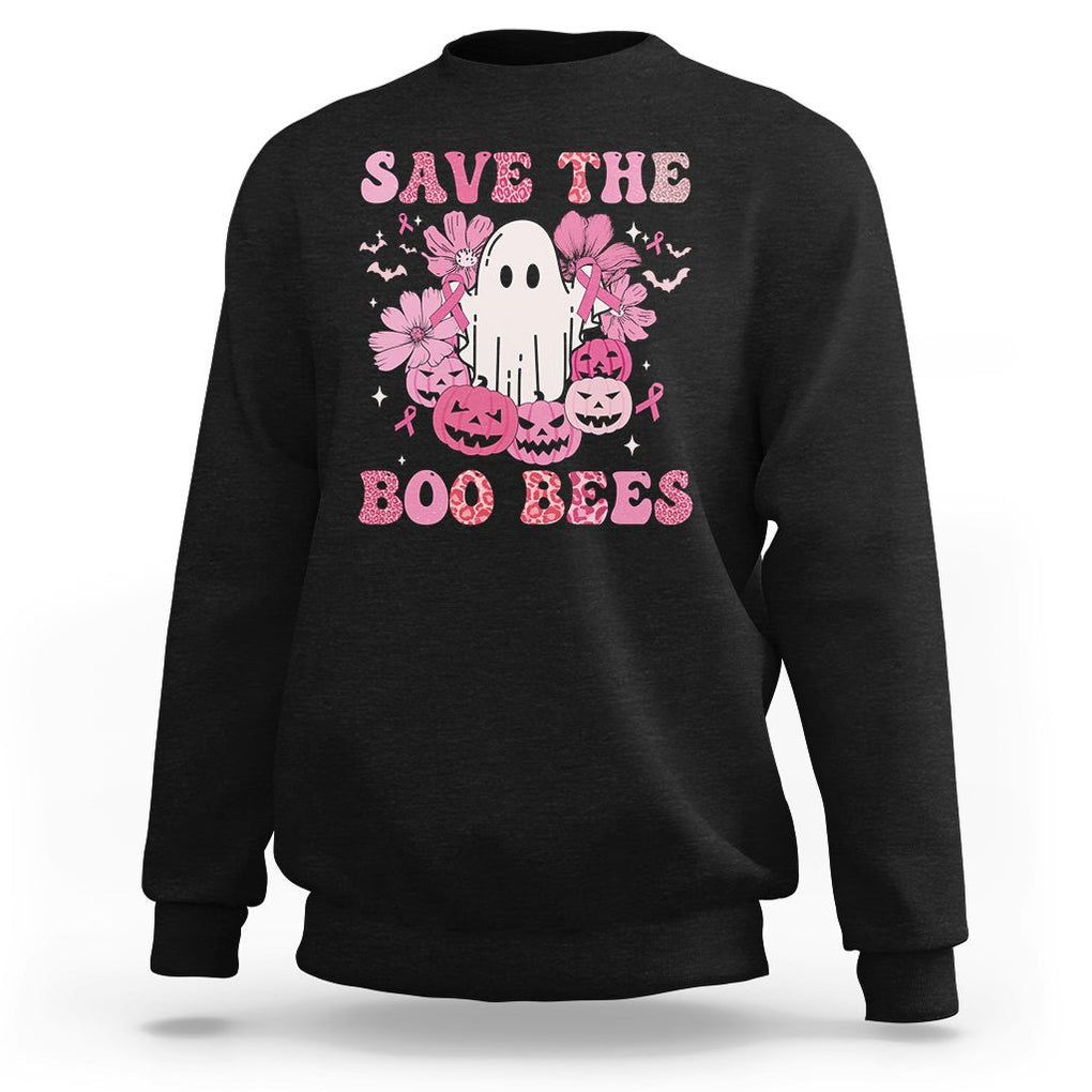 Breast Cancer Awareness Save Your Boo Bees Spooky Boos Ghost Halloween Sweatshirt TS02 Purple Printyourwear