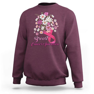 Breast Cancer Awareness Sweatshirt Pink Ribbon Flower Bouquet Supoprt Women Breast Cancer Warrior TS02 Maroon Printyourwear