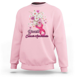 Breast Cancer Awareness Sweatshirt Pink Ribbon Flower Bouquet Supoprt Women Breast Cancer Warrior TS02 Light Pink Printyourwear