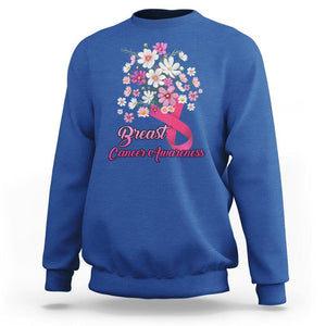 Breast Cancer Awareness Sweatshirt Pink Ribbon Flower Bouquet Supoprt Women Breast Cancer Warrior TS02 Royal Blue Printyourwear