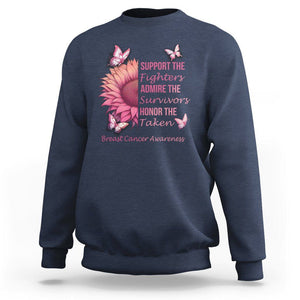 Breast Cancer Awareness Sweatshirt Support Admire Honor Breast Cancer Warrior Survivor Pink Sunflower TS02 Navy Printyourwear