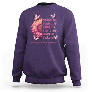 Breast Cancer Awareness Sweatshirt Support Admire Honor Breast Cancer Warrior Survivor Pink Sunflower TS02 Purple Printyourwear