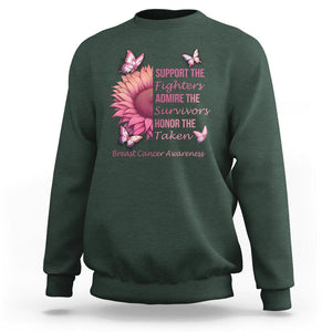 Breast Cancer Awareness Sweatshirt Support Admire Honor Breast Cancer Warrior Survivor Pink Sunflower TS02 Dark Forest Green Printyourwear