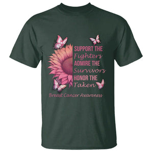 Breast Cancer Awareness T Shirt Support Admire Honor Breast Cancer Warrior Survivor Pink Sunflower TS02 Dark Forest Green Printyourwear