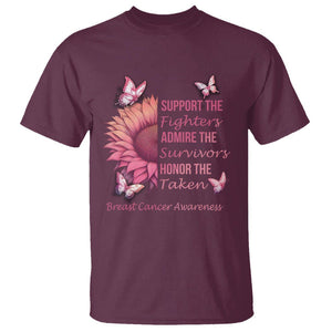 Breast Cancer Awareness T Shirt Support Admire Honor Breast Cancer Warrior Survivor Pink Sunflower TS02 Maroon Printyourwear