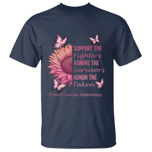 Breast Cancer Awareness T Shirt Support Admire Honor Breast Cancer Warrior Survivor Pink Sunflower TS02 Navy Printyourwear