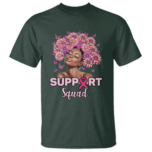 Breast Cancer Awareness T Shirt Support Squad Black Afro Women Pink Ribbon Sunflower TS02 Dark Forest Green Printyourwear