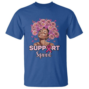 Breast Cancer Awareness T Shirt Support Squad Black Afro Women Pink Ribbon Sunflower TS02 Royal Blue Printyourwear